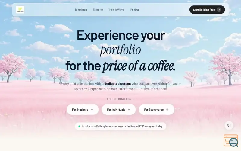 Screenshot of SitesPlaced