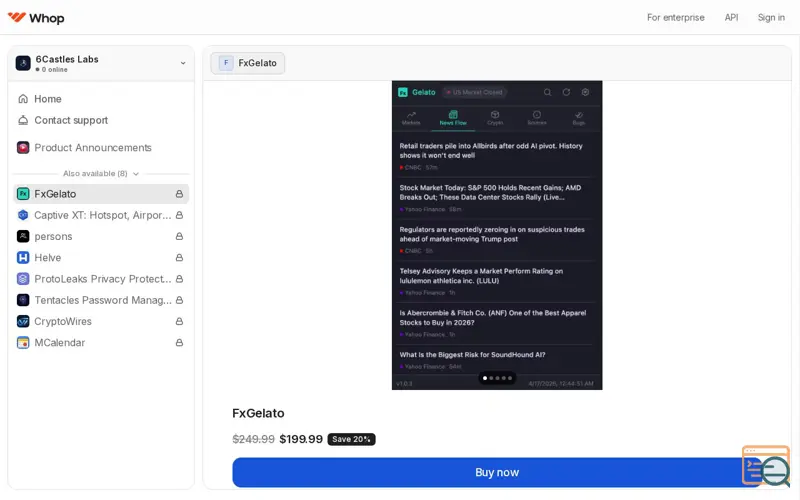 Screenshot of FxGelato