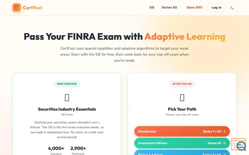 Screenshot of CertFuel