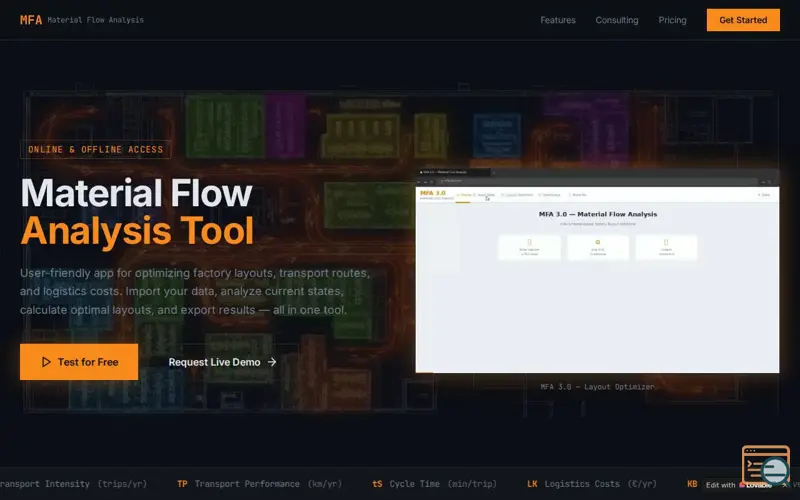 Screenshot of Material Flow Analyzer