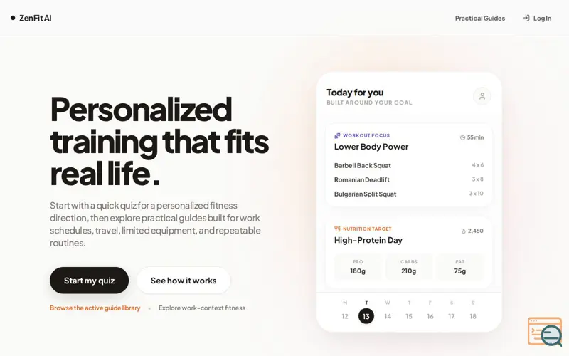 Screenshot of ZenFit AI