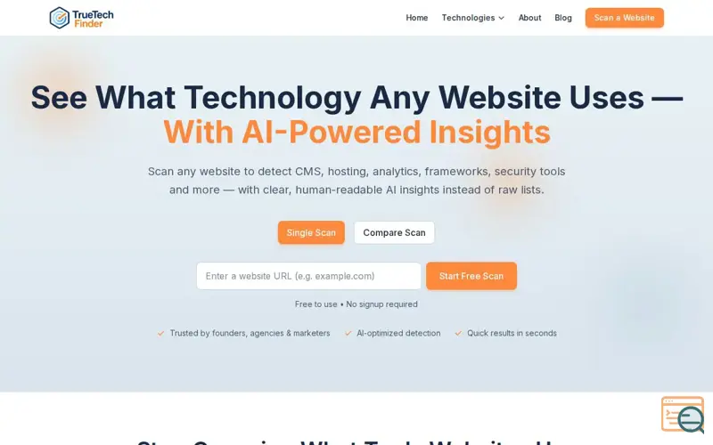 Screenshot of TrueTechFinder