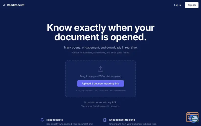 Screenshot of ReadReceipt