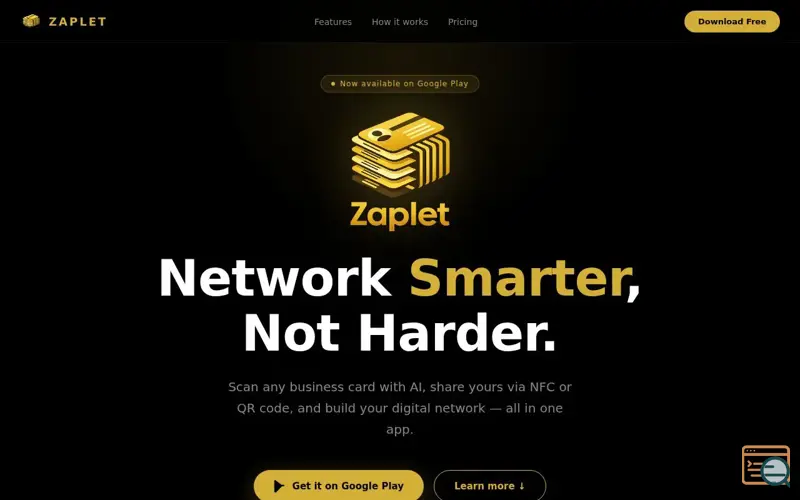 Screenshot of Zaplet — Digital Business Card Network