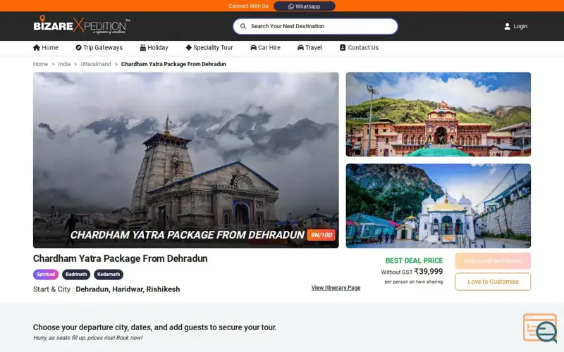 Screenshot of Chardham Yatra Package From Dehradun