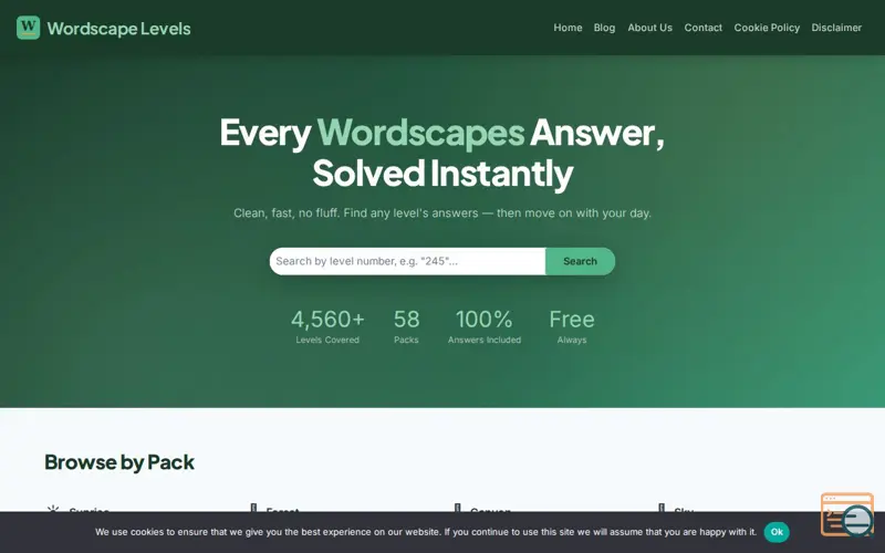 Screenshot of Wordscape Levels