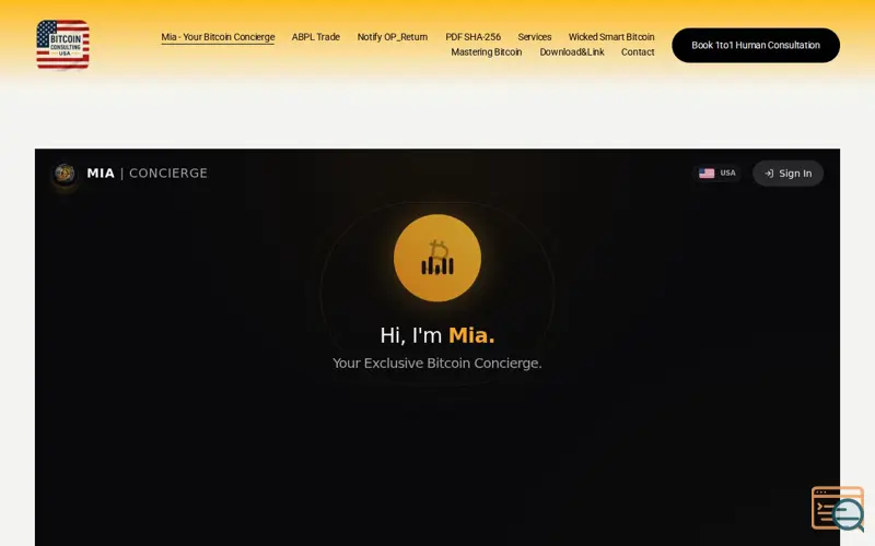 Screenshot of MIA Bitcoin concierge