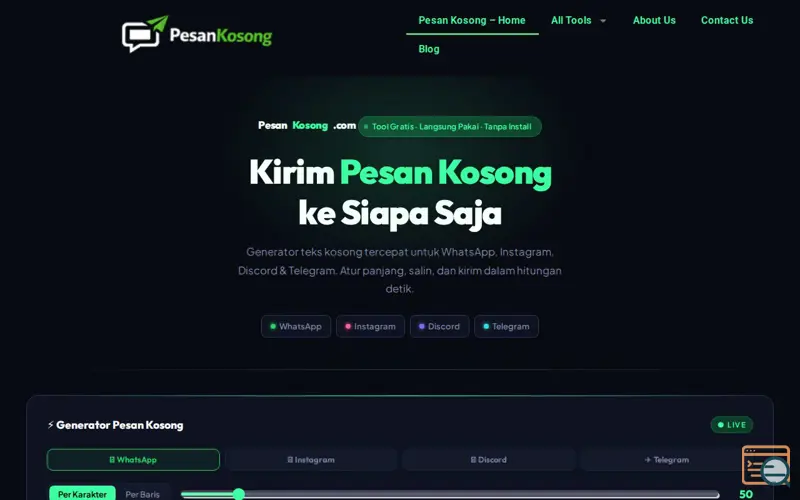 Screenshot of Pesan Kosong - Indonesian Based Tools