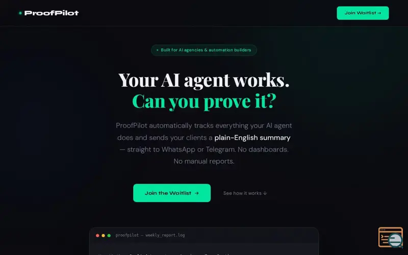 Screenshot of Launching Proofpilot 