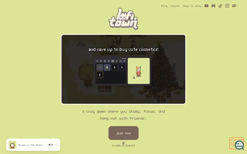 Screenshot of lofi.town