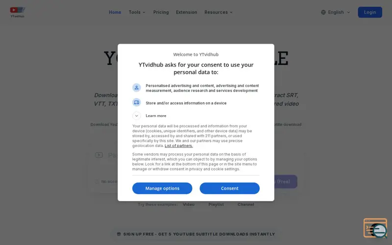 Screenshot of YTVidhub_YouTube Subtitle Downloader