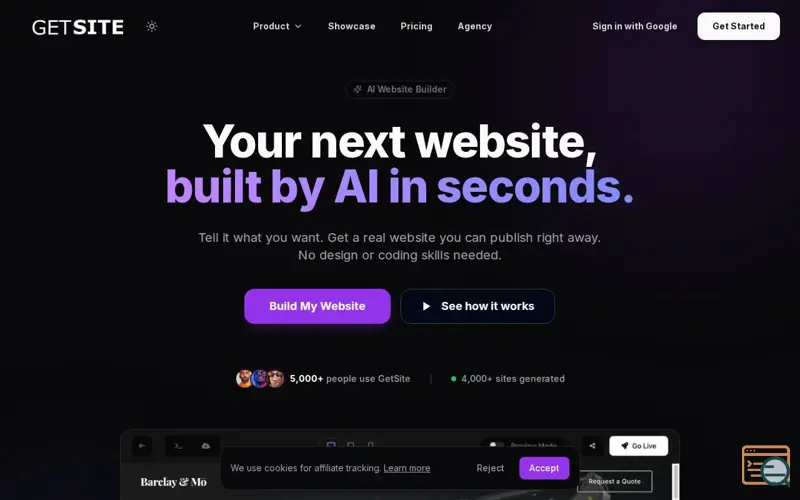 Screenshot of GetSite