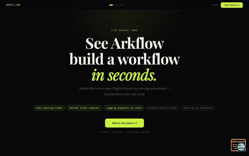 Screenshot of Arkflow — Live Demo