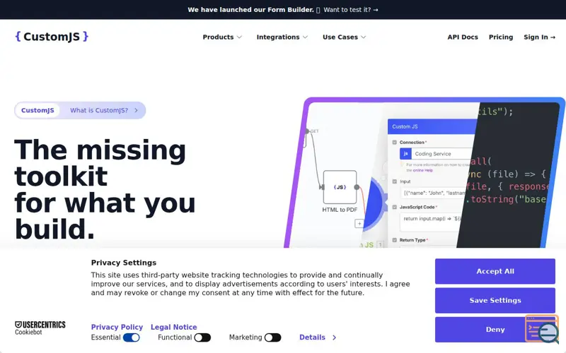 Screenshot of customJS