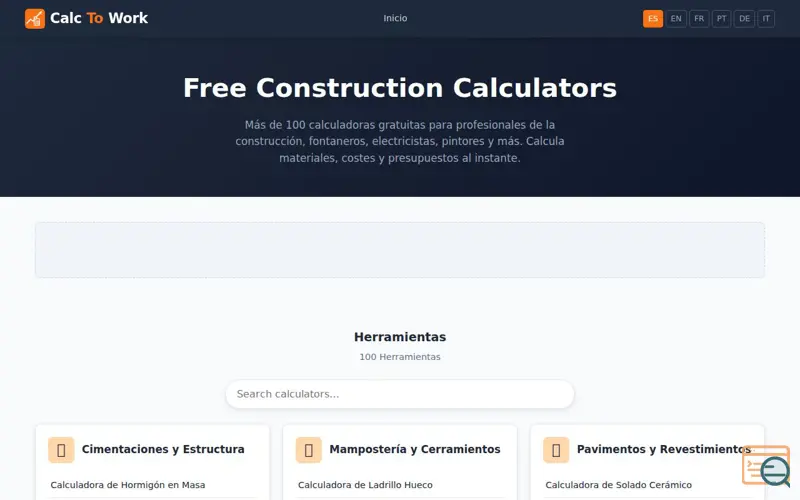 Screenshot of CalcToWork