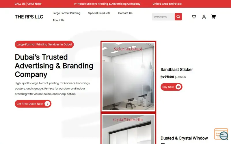 Screenshot of Large Format Printing & Advertising