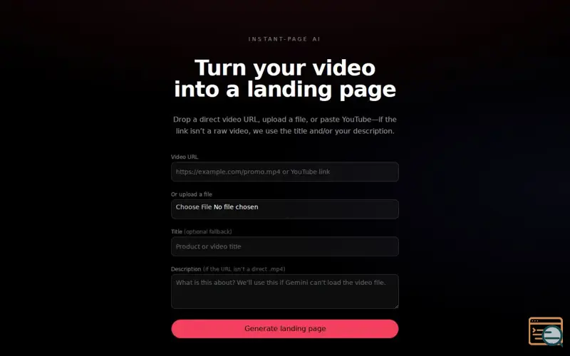 Screenshot of Instant-Page AI