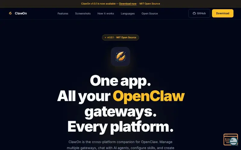 Screenshot of ClawOn