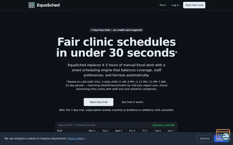Screenshot of EquaSched