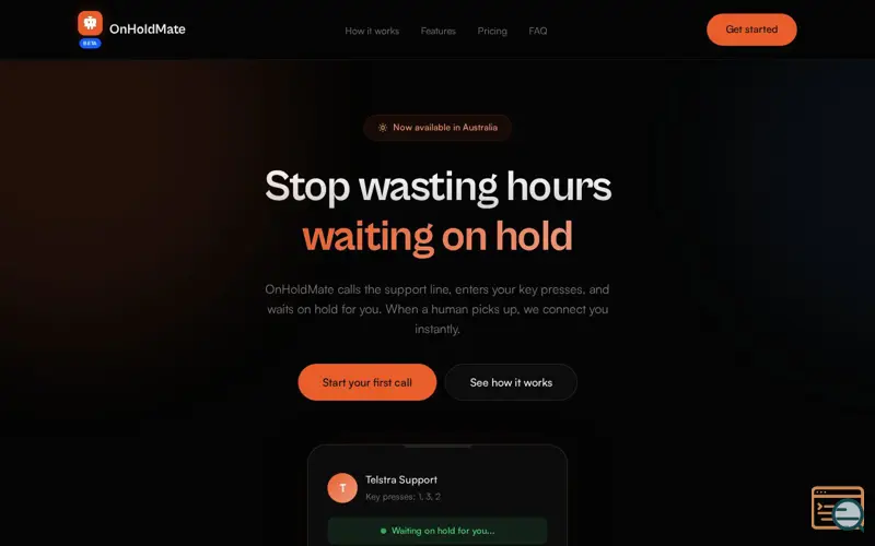 Screenshot of OnHoldMate