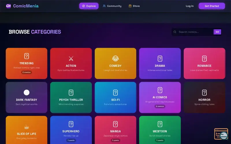 Screenshot of ComicMenia