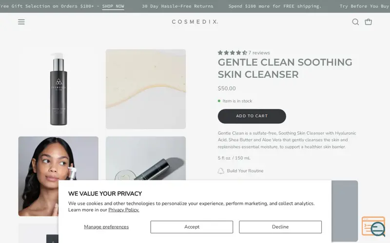 Screenshot of Gentle Clean Soothing Skin Cleanser