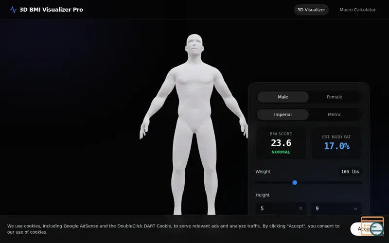 Screenshot of 3D BMI Visualizer Pro