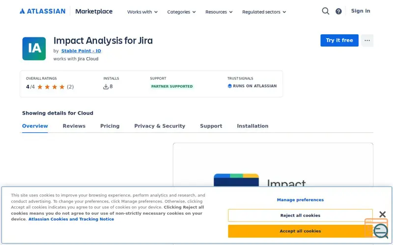 Screenshot of Impact Analysis for Jira