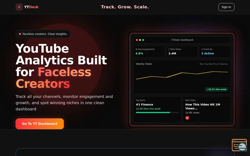 Screenshot of YTDesk