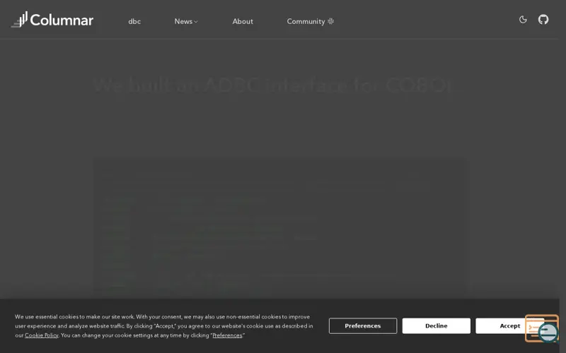 Screenshot of ADBC for COBOL