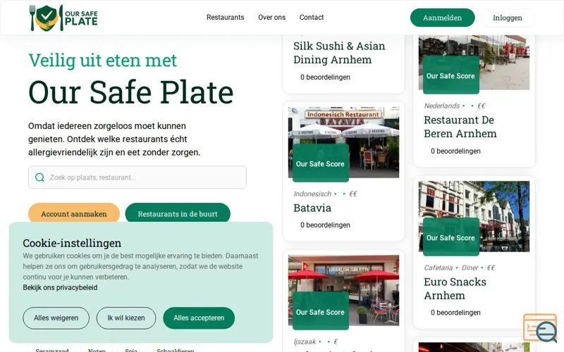 Screenshot of Our Safe Plate