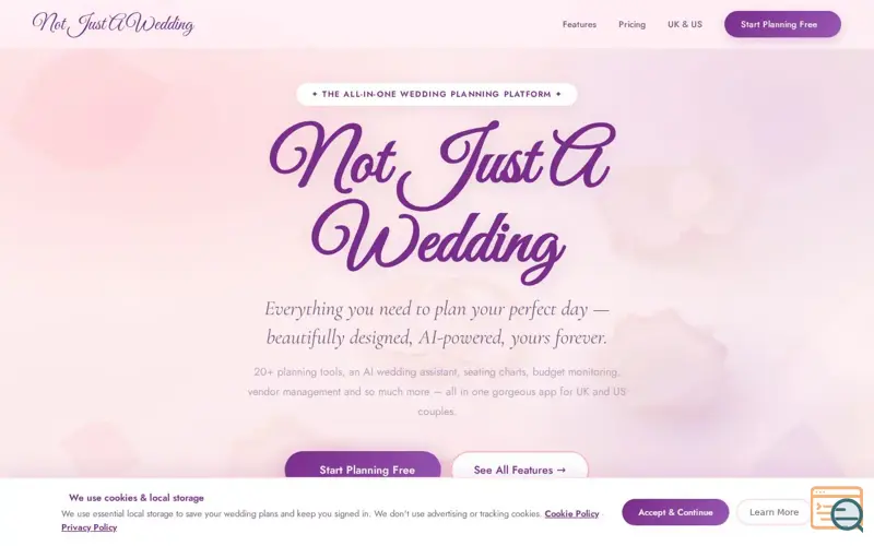 Screenshot of Not Just A Wedding