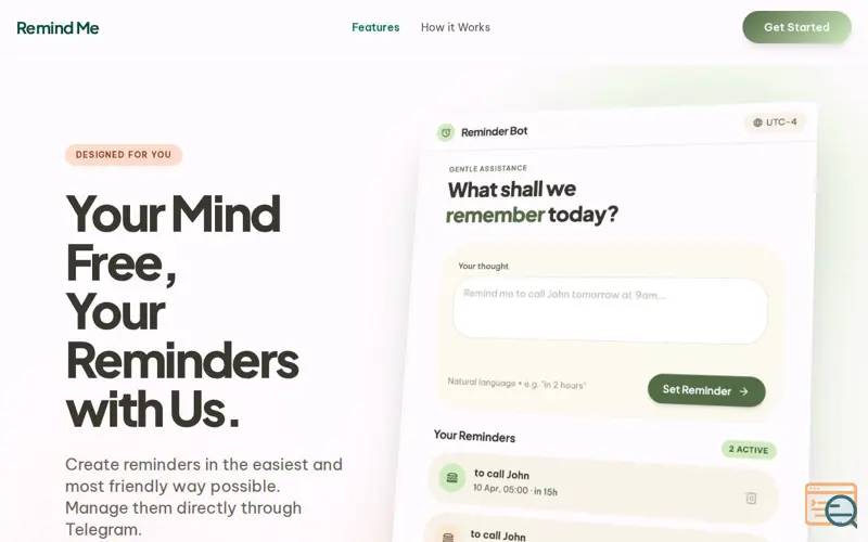 Screenshot of Remind Me Bot