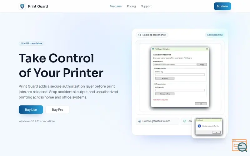 Screenshot of Print Guard