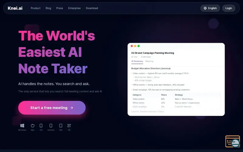 Screenshot of Knoi AI