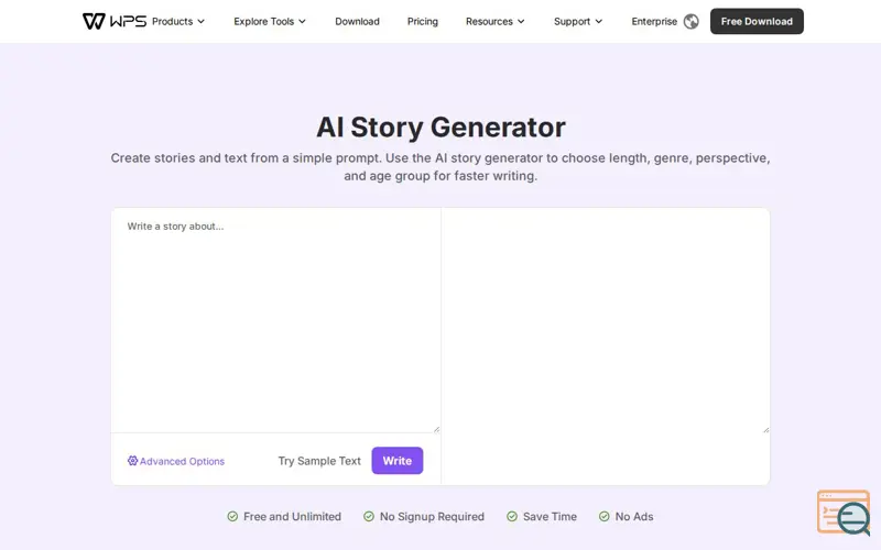 Screenshot of AI Story Generator