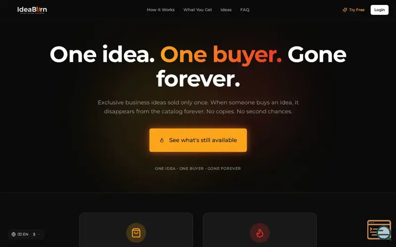 Screenshot of IdeaBurn