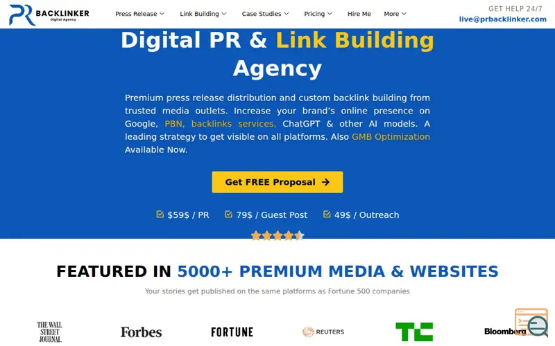 Screenshot of PR Backlinker