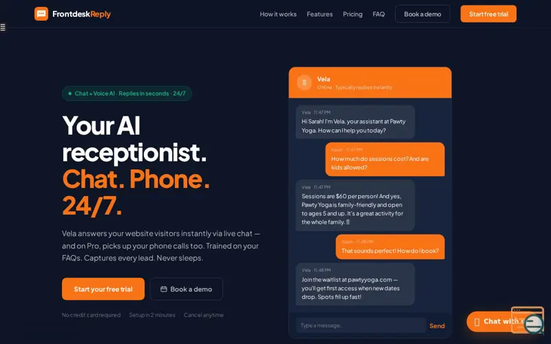Screenshot of FrontDeskReply