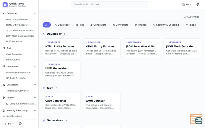 Screenshot of Quick Tools