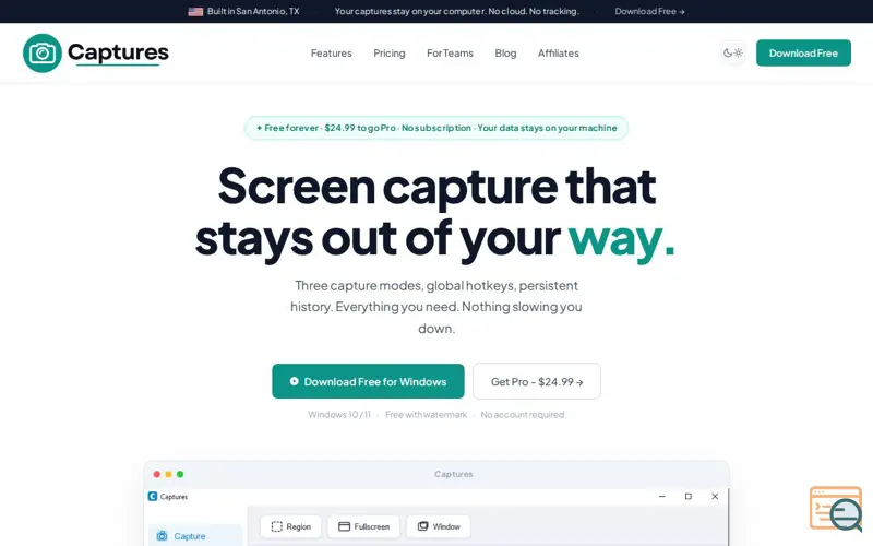 Screenshot of Captures