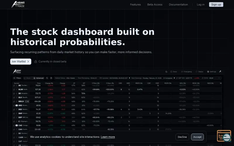 Screenshot of ArakiTrade