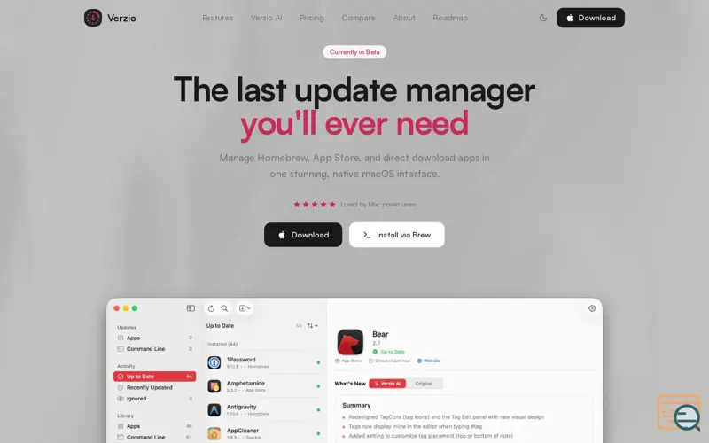 Screenshot of Verzio