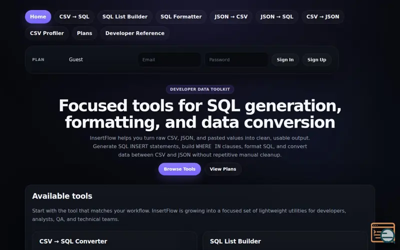 Screenshot of InsertFlow