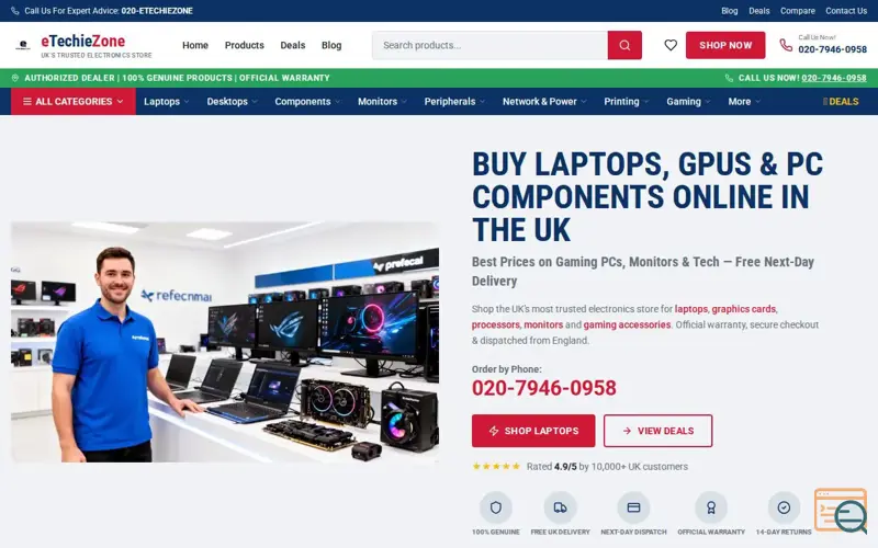 Screenshot of eTechieZone — Buy Electronics Online UK