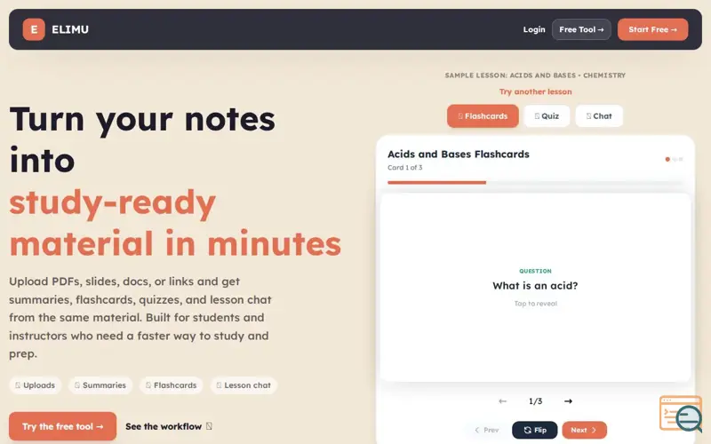 Screenshot of ELIMU AI Study Tools