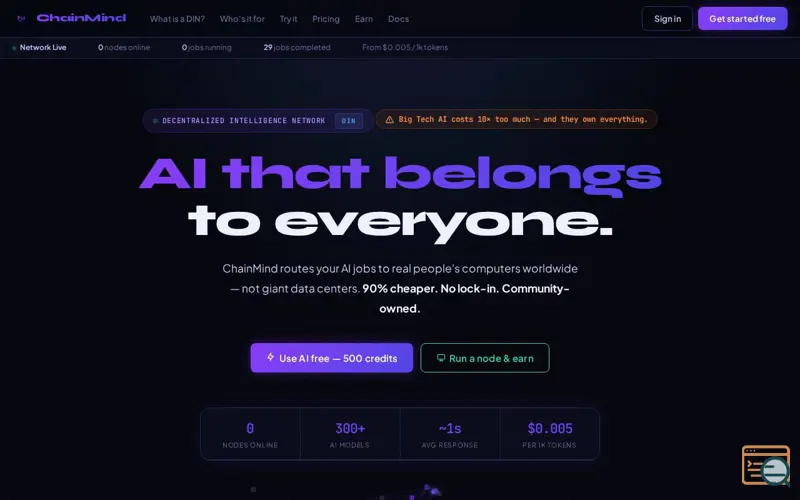 Screenshot of ChainMind—Decentralized Intelligence Net