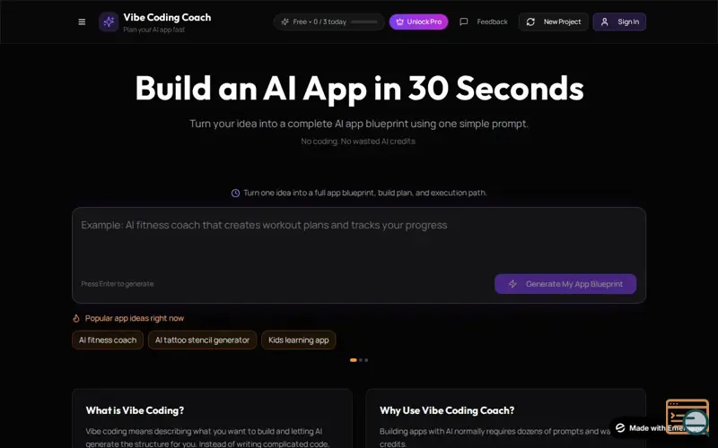 Screenshot of Vibe Coding Coach