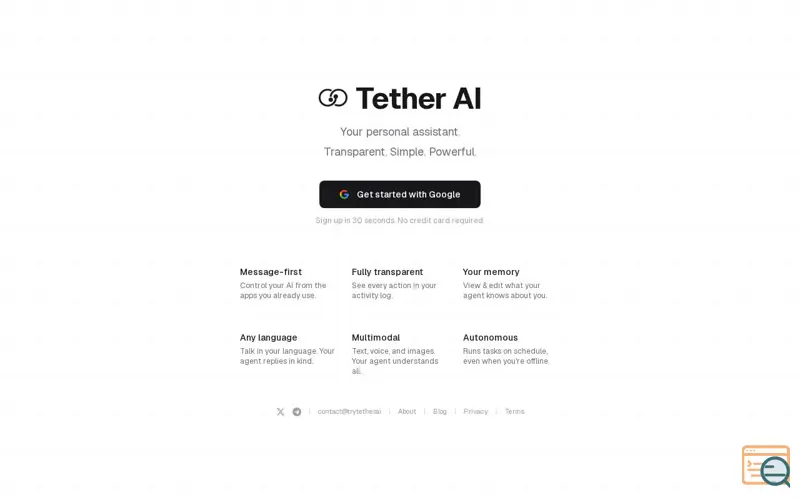 Screenshot of Tether AI