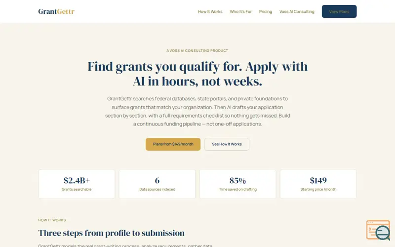 Screenshot of GrantGettr